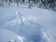 Ski kicks on test slopes mainly resulted in loose dry avalanches (sluffs).