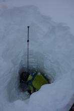 Observing rain crusts near 300cm from top