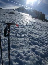 Icy crusts on the northerly aspects that ranged from breakable to supportable.