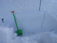 ECTP on a NW test slope with a hard wind slab. See pit for more details.