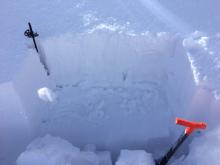 ECTP-29 failing into the old snow.  A layer of F hard snow existed below old surface crust.  9300', N aspect.