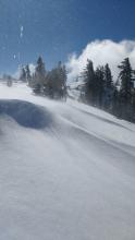 Blowing snow just above treeline loading onto a W aspect.