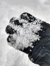 Graupel layer at the base of the recent snow.