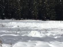 Rain runnels with wet snow to the ground below 7800'