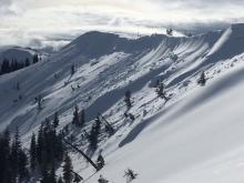 Several natural avalanches on Mt. Judah occurring at different times throughout the 1/5-1/7 storm cycle.  Some avalanches ran full path to bottom flats.  8100', E aspect.
