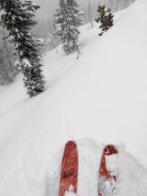 Shooting cracks on a wind-loaded test slope.