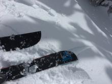 Cracking and small wind slab slide on test slope.