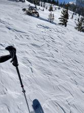 Wind-affected snow surfaces.