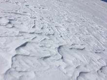 Wind scour on NW aspect