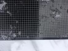 Rounds taken from melt/freeze layer, mostly 1mm diameter, but stuck together in 3-5mm balls