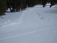 Size D1 loose wet, intentionally skier triggered on E aspect at about 8,200'.