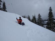 Pit location, open below treeline terrain.