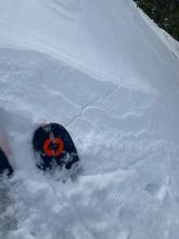 Skier triggered shooting cracks on a NW facing slope.