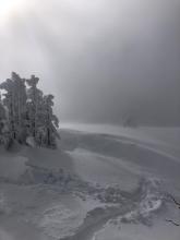 Snow transport from 30+ mph E winds at 10:00