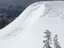 Small D1 wind slab avalanche intentionally triggered.