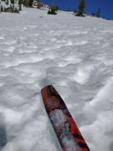 Penitentes beginning to form on S aspect, effectively above treeline terrain around 9,000'.