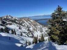 Diminishing snow near the summit of Angora Peak.