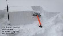 ECTN in an area where wind-blown snow had accumulated on top of old weak surface snow (facets).
