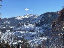 A look at Scout peak and the backside of Stevens peak.