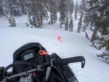 Wind transport patterns on the snow surface, even in the trees well below ridgeline