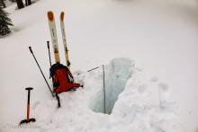 Quick pit to check layering on N aspect, look for basal facets.