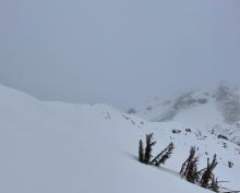 Cornice development on NE aspect above 9000'.