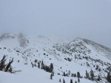 Rain line above 9000' on Red Lake peak.