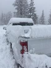 ~20cm of fresh snow at the trailhead during a 3 hour period.