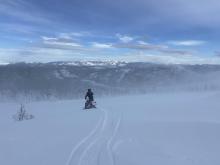 Intense drifting snow over the ridgetops of Mt. Lola.