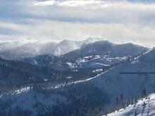 Intense blowing snow over Sierra Crest in early afternoon