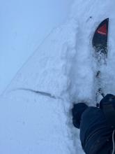 Pretty minimal cracking in the new snow near steeper test slopes. 