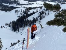 Wind slab that failed in yesterdays avalanche.  Crown depth was deeper with the increased wind deposition further downslope.