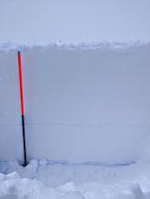 The grey stripe is a light crust with weak snow next to it 