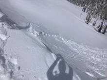 Small reactive wind slabs failing with a ski kick.