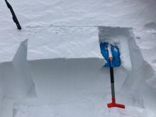 ECTN on wind slab 6-8'' deep.