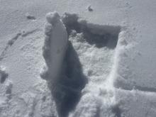 Melt freeze crust above new snow from Tuesday's weather event.