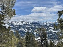 Looking at Pickett's and Hawkins peak with passing cloud cover.