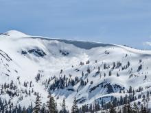 Another large cornice in the Blue Lakes area