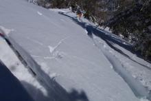 small shooting crack during a kick turn